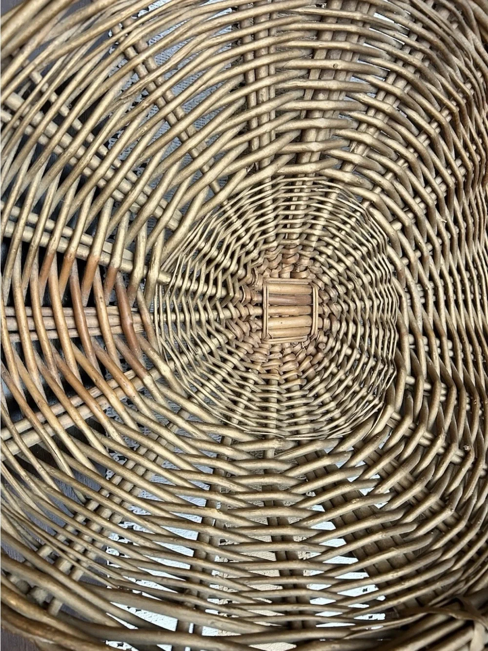 Vintage Handwoven Wicker Gathering Basket | Large Farmhouse French Country Boho